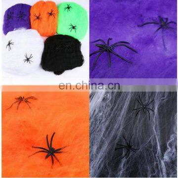 Halloween Spider Web With Spiders Multi Colored Webbing for Halloween Decorations