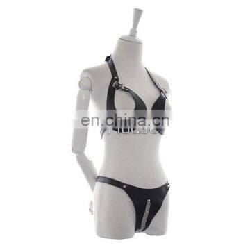 Sexy Leathe Open Bikini With Chain Detail Sexy Lingeries