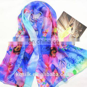 Brightly colored silk neck scarf paj habotai royalblue lady scarf