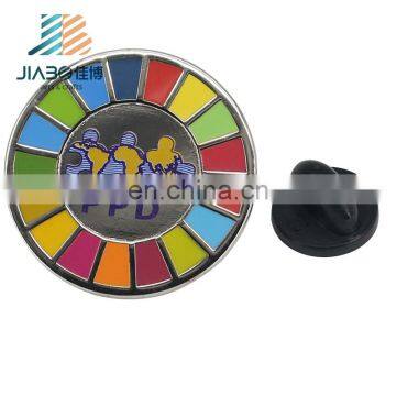 Round shape logos China manufacturer hard enamel with printing lapel pins badge emblem