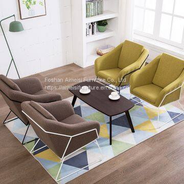Modern Velvet Metal Framework Armrest Sofa Lounge Chair photo-4
