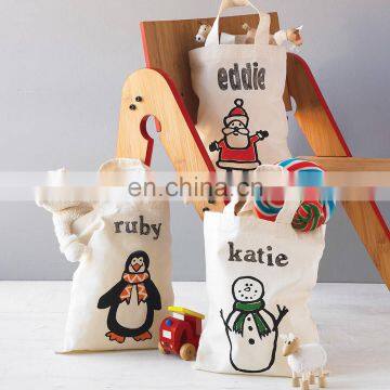 Personalised colorful soft cotton mini Christmas tote bag for shopper