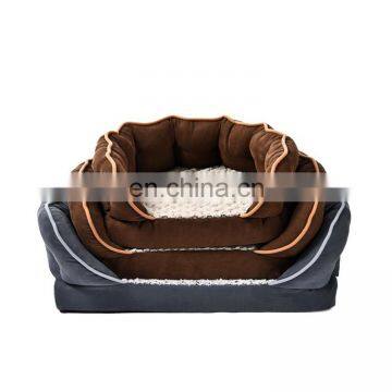 Wholesale Customized luxury faux suede fabric and pv fleece pet bed