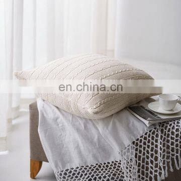 RAWHOUSE Home Decor Knitted Pillow Cover Geometric Soft Square White Plain Knit Cover Cushions photo-2