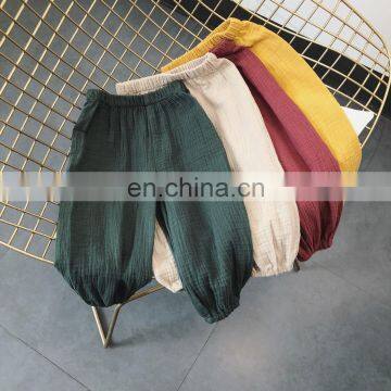 2020 Wholesale Babies Reusable Pants Stretch Harem Pants Baby Toddler Muslin Linen Pants photo-3
