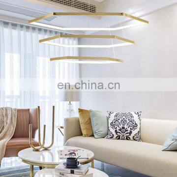 Simple modern golden light luxury chandelier duplex villa staircase minimalist ring living room ring chandelier