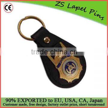 customized metal badge leather key holder