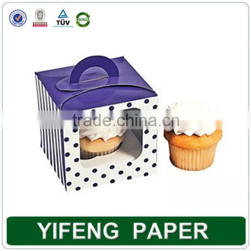 Customized Top-selling white cardboard cup cake box with transparent clear window