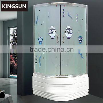 New Design Freestanding Corner Ocean Pattern Acrylic Indoor Portable Shower Room K-7811