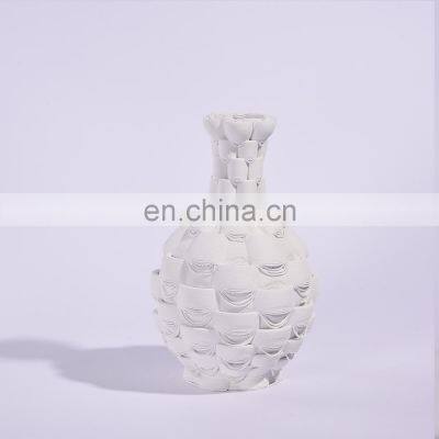 Nordic 3D Print White Modern Interior Living Room Porcelain Ceramic Flower Vase For Home Decoration photo-4