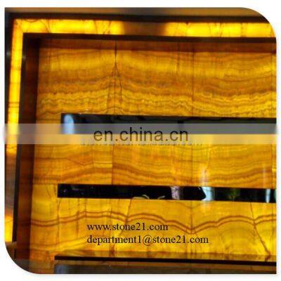 Backlit translucent onyx marble panel