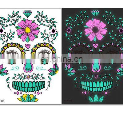 New Products Luminous Halloween Tattoo Face Skeleton For Halloween Decorations Party Carnival Party photo-3