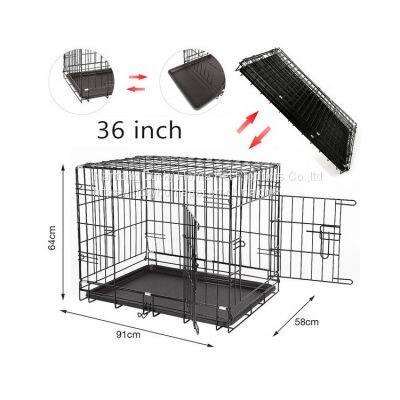 Large Outdoor Metal foldable steel pet dog cage flooring dog crate kennels With plastic dog cage trays