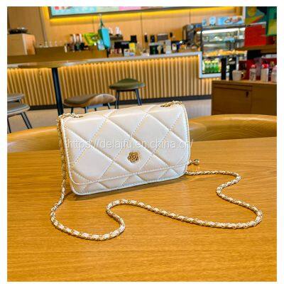 Fashion Lingge Design Golden Ball Chain Handbag Ladies Crossbody Small Square Bag photo-5