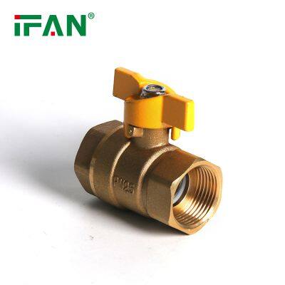 IFAN PN25 Butterfly Handle Yellow Brass Ball Valve Natural Gas Brass Valves photo-4