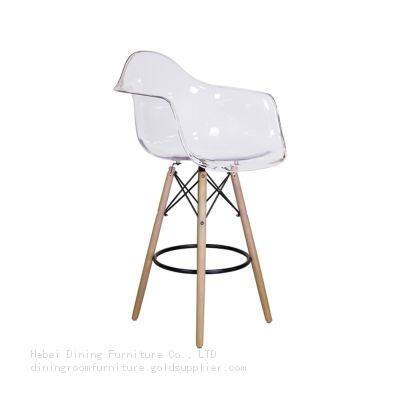 Transparent Plastic and Wood Counter Chair Side Stool DB-P02P