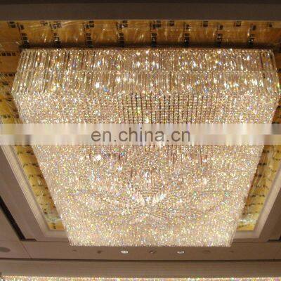 luxury rectangular mounted crystal ceiling chandelier for hotel banquet hall