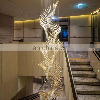Modern staircase chandelier pendant lighting long hanging lamp blown glass chandelier