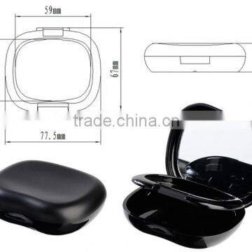 cute matte black cosmetic powder case with mirror
