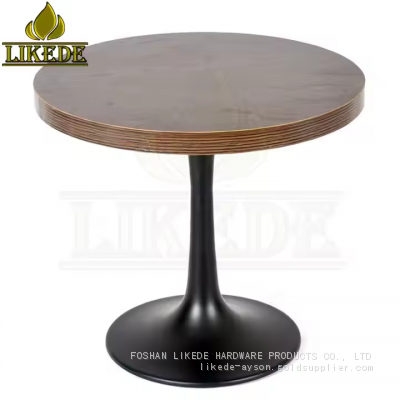 Heavy Duty Tea Table With Tulip and Trumpet Base in Black Aluminum Carbon Steel Stainless Metal Tulip Trumpet Base in Black photo-3