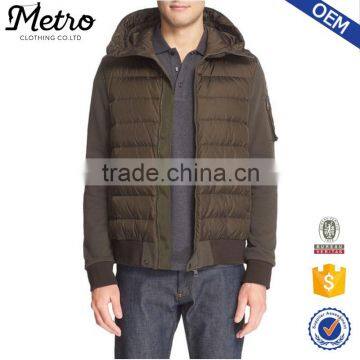 Bulk Wholesale Plain Mens Quilted Military Green Hood Jackets