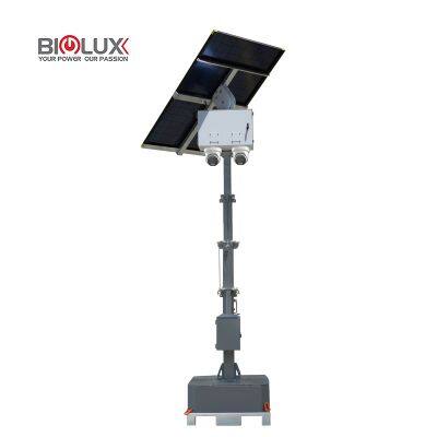 HiGUARD Mobile Solar Off-Grid Security Tower with 4m Manual Mast for Outside Monitoring