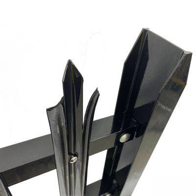 D/w Section Palisade Perimeter Fencing für das Vereinigte Königreich, Taufeuerverzinkter Stahlzaun, Metallpalisaden, Euro-Schwarze Zaunpanels photo-2