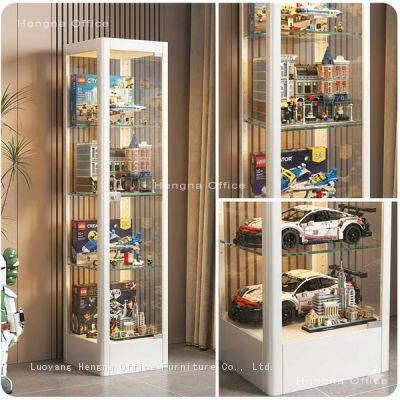 Modern Living Room Glass Storage Cabinet | With Built-in LED Strips for Home Decor | OEM Manufacturer