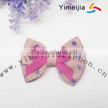 Hair grip polyester grosgrain ribbon bow