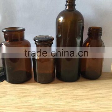 Amber Glass Syrup bottle with golden aluminum cap 50ml