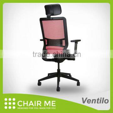 Ventilo Office Chair, Red Mesh Chair, Adjustable Headrest, Black Bracket, Adjustable Seat, Armrest, Lumbar, Nylon Base photo-4