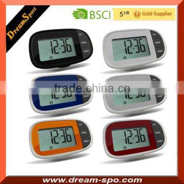 2015 New Design Pedometer Large Logo printing position with Soft Rubber Keypad Calorie Pedometer