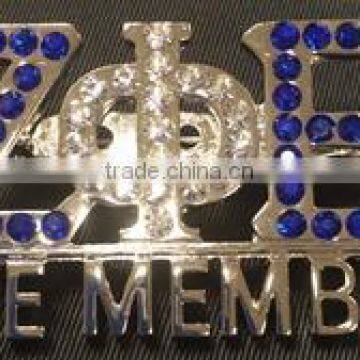 rhinestone crystal brooch Zeta Phi Beta LIFE MEMBER lapel pin