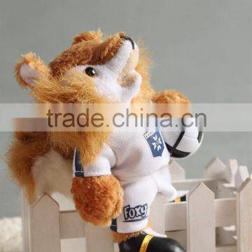 Plush Fox With Football Mascot / Stuffed Soft Mascot Toys Light Brown Standing Fox photo-2