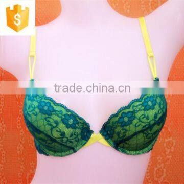 Green full lace sexy women bra 2016,padded lady bra