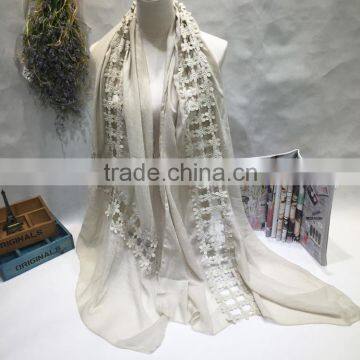 Charm Beautiful Embroidery Flower Joint Hollow Out Pattern Fashion Ladies Scarfs Quality Choice photo-3