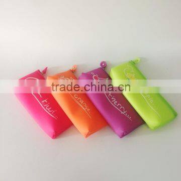 Osini profeesinal custom Silicone fluorescence candy color pencil case with fruit logo printed for kids