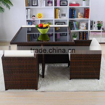 Simple Design Dining Room Furniture Garden 4 Chairs Rattan Wicker Outdoor Tea Dinning Table Set photo-2