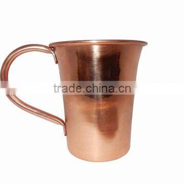 COPPER LONG SHAPE MUG 16 Oz. SMOOTH WITH COPPER ? SHAPE HANDLE