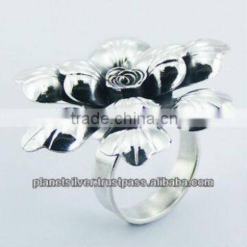 Dashing 925 Sterling Silver Large Adjustable Rose Flower Ring