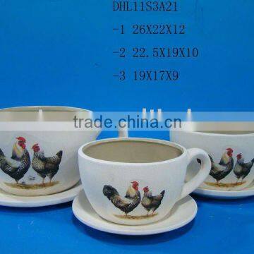 Ceramic crackleware cup shaped flower pot