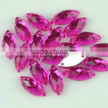 Fuchsia acrylic beads, horse eye sewing beads , flatback sew on acryl stones for wedding dress