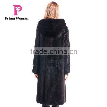 2015 Autumn And Winter Women Medium Length Coat With Mink Fur Hat Overcoat photo-3