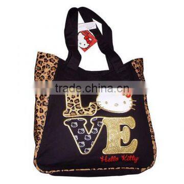 new black leopard trim love tote bag