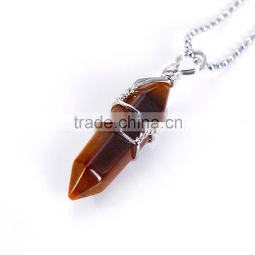 Beautiful 1pcs Tiger Eye Handmade Wirewrap Pendant Charm Necklace Wholesale