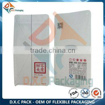 Box Bottom White Kraft Paper Rice Packing Bag With Zipper
