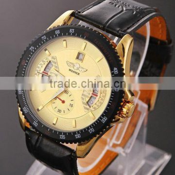 5 Colors Available Luury New Gold Automatic Hours Back Case Skeleton Designers Relojes Auto Mechanical Men Leather Watches