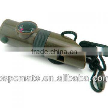7 In 1 Survival Whistle+Compass+Mirror+Magnifier+Thermometer+Led Light+Decoration