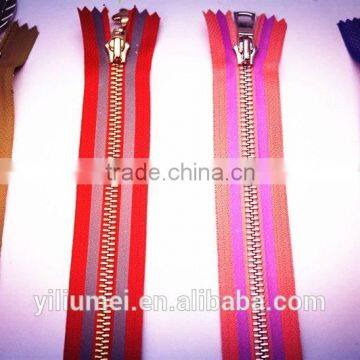 wholesale custom gold metal zipper with gold teeth