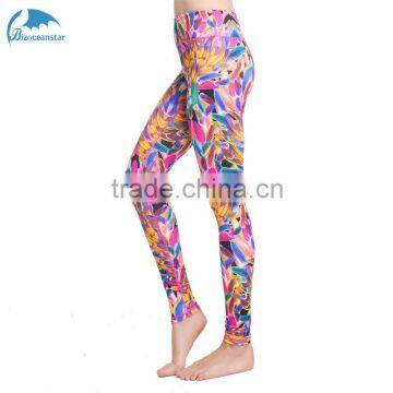 Latest design hot sale womens yoga leggings with floral printings